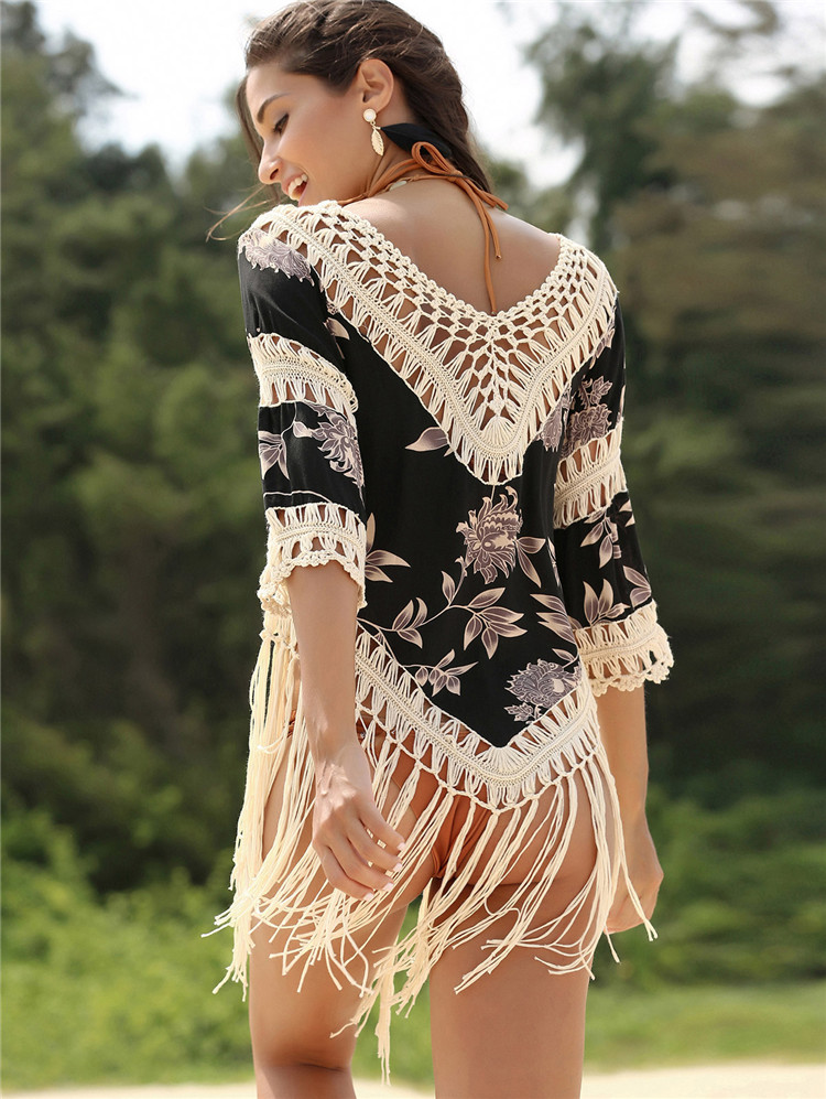 4713-3New fashion retro v-neck tassel knitting sexy su